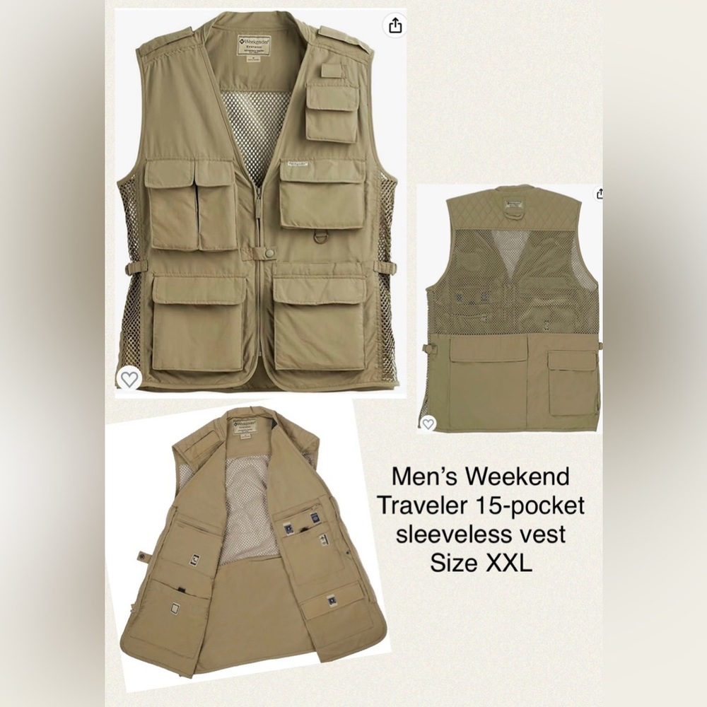 Men’s Size XXL Weekend Traveler sleeveless 15-pocket zip up vest